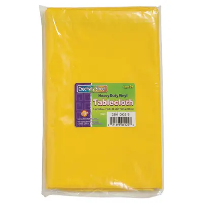 Creativity Street  Vinyl Tablecloth, Yellow,  38" x 80", 1 Count