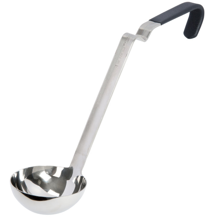 4-ounce stainless steel ladle with black Ergo Grip™ Kool-Touch® handle