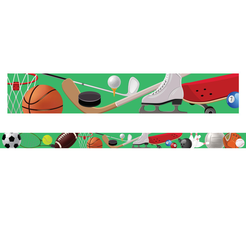 Magnetic Straight Borders/Trims, 1.5" x 24", Sports Theme, Pack of 12