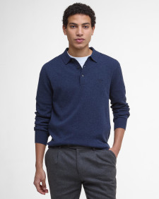 Hutherston Knitted Polo Shirt Navy Marl