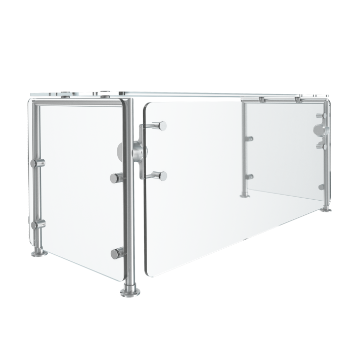 59-inch 6-Series Velocity Adjustable Cafeteria-Style Breath Guard for 4-Pan/Well 4-Series Front-of-House Serving System with 120-Volt Led Light Strip