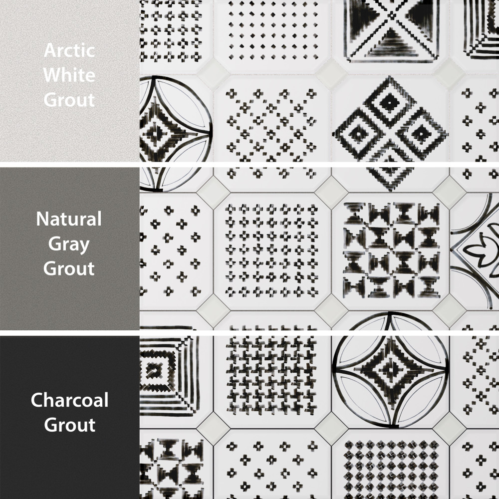 Vaudeville Octagon Deco Sombra 7-7/8 in. x 7-7/8 in. Porcelain Floor and Wall Tile