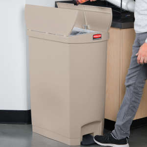 Rubbermaid Commercial, Streamline, Step-On, 24 gal, Resin, Beige, Rectangle, Receptacle