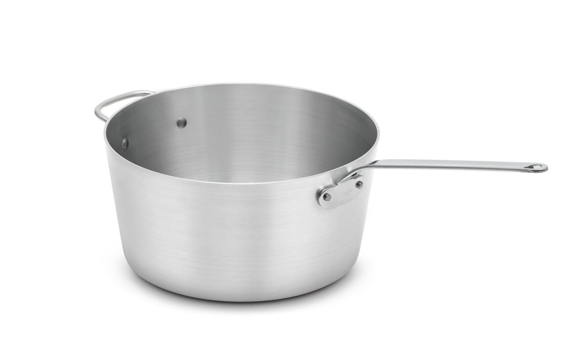 8 ½-quart Wear-Ever® tapered aluminum saucepan with natural finish and plated handle