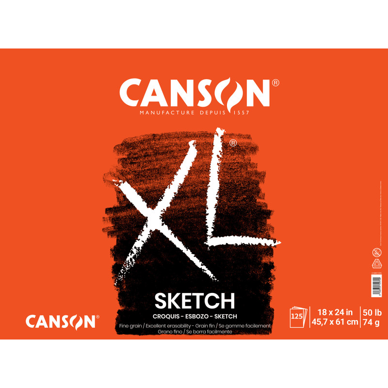 XL Series Sketch Pad, Foldover Binding, 25 Sheet, 18x24 inch, 1 Count