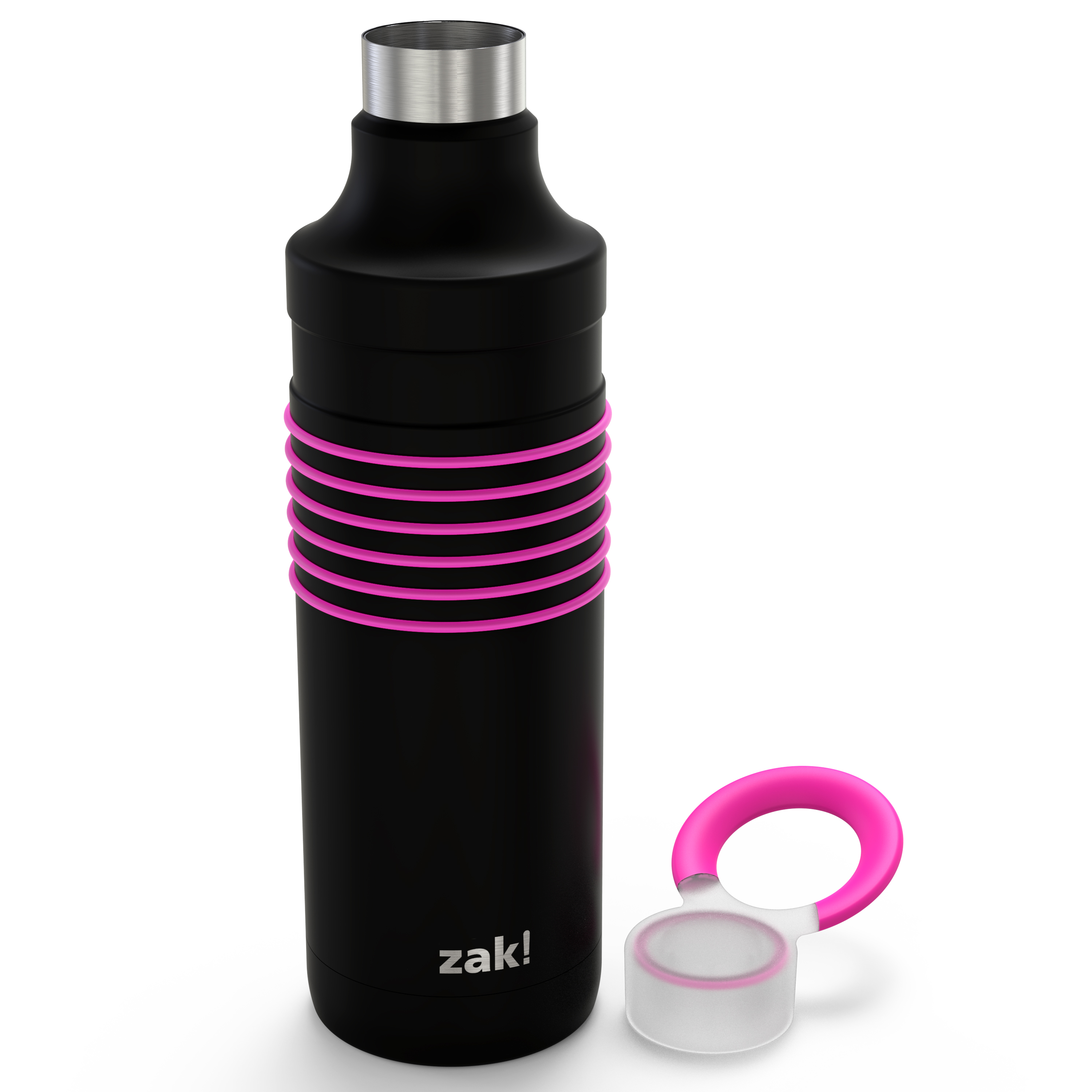 HydraTrak 22 ounce Vacuum Insulated Stainless Steel Tumbler, Black with Pink Rings slideshow image 4 HydraTrak 22 ounce Vacuum Insulated Stainless Steel Tumbler, Black with Pink Rings slideshow image 4