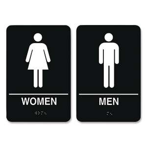 Cosco, Indoor Restroom Door Signs, Men/Women, 5.9" x 9", Black/White