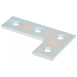 Steel Corner Plate, 4 hole, Zinc Plated