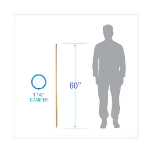 Boardwalk, Tapered End Lacquered Pine Broom Handle, 60", Natural