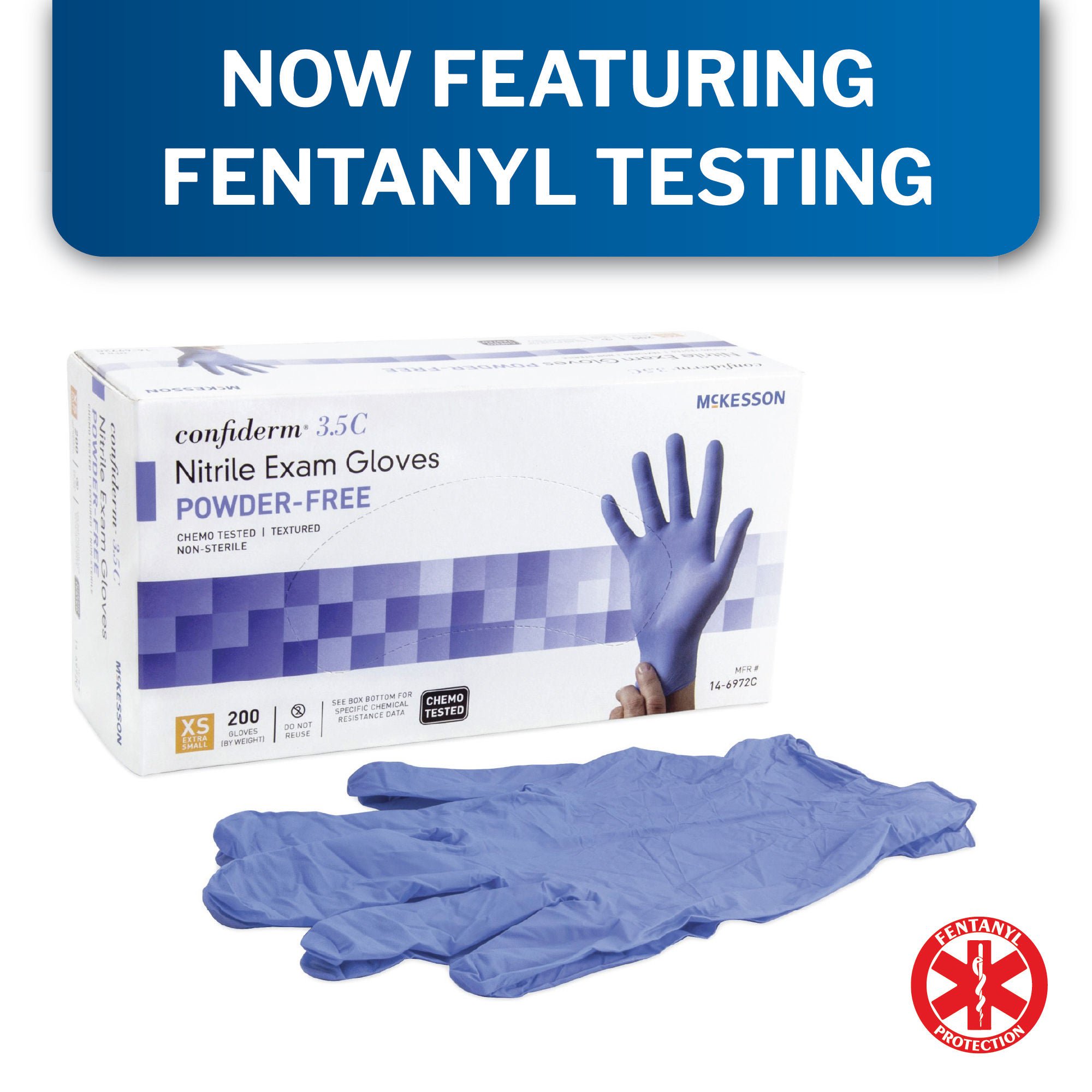 McKesson Confiderm® 3.5C Nitrile Exam Glove, Extra Small, Blue