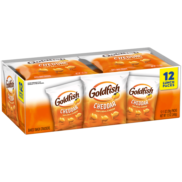 Goldfish® Cheddar Crackers, 12 count box, 1 oz, bag - Left Angle Image