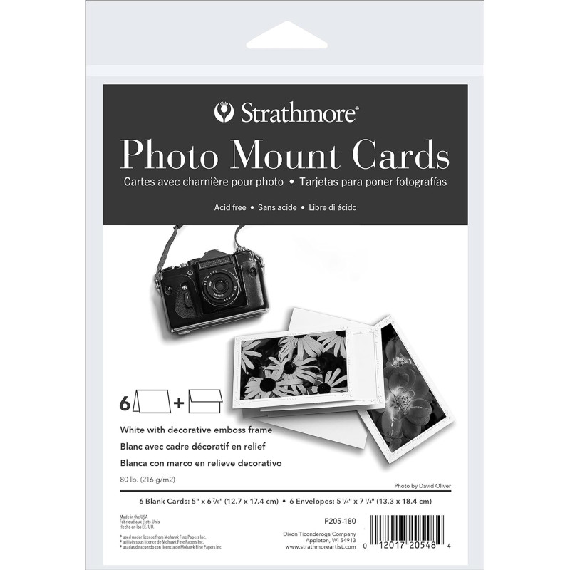 Photo Mount Cards & Envelopes, Decorative Embossed Border, Full Size, 5x6.875 inch, 6 Pack