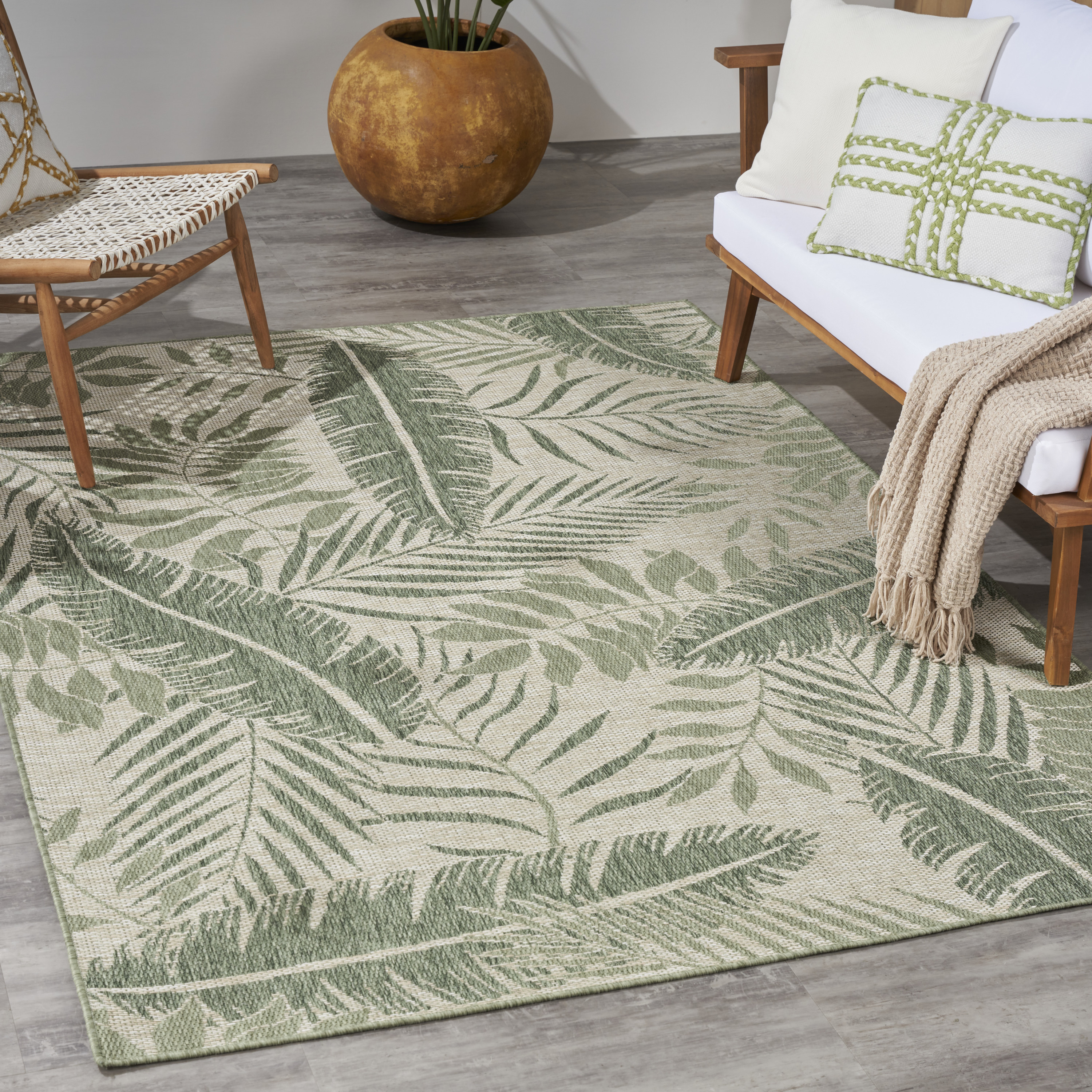 Nourison Garden Oasis 5' x 7' Ivory Green Outdoor Rug
