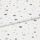 White cotton fabric patterned with scattered grey stars and small dots, folded and layered on itself; photographed as an evenly lit close-up, resembling a nursery textile sample.