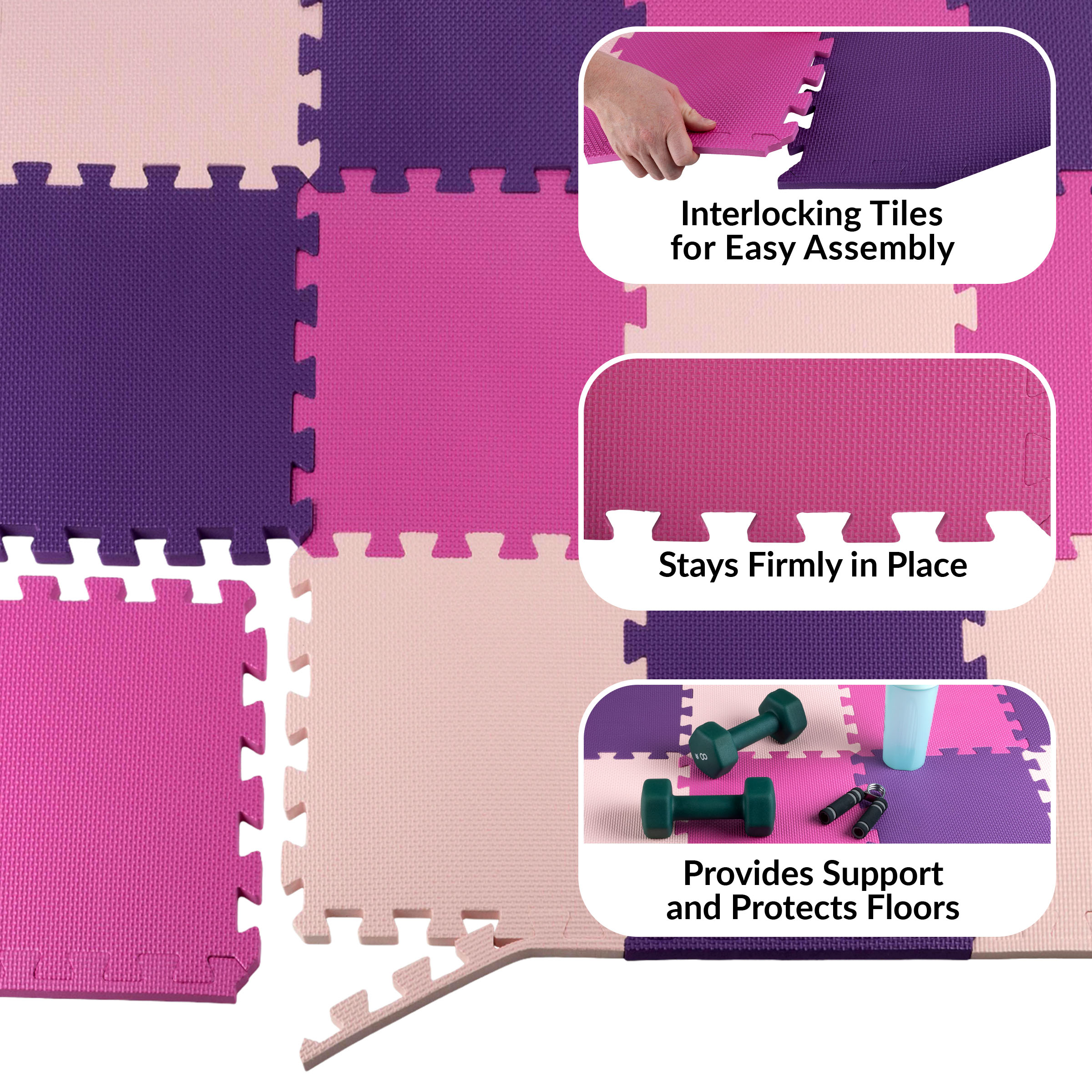 Stalwart 20 Pack EVA Foam Floor Tiles Play Mat, 20sqft Exercise Mat - Picture 14 of 15