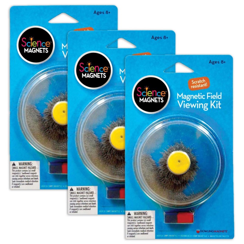 Magnetic Field Viewing Kits with Sealed Steel Filings, Pack of 3