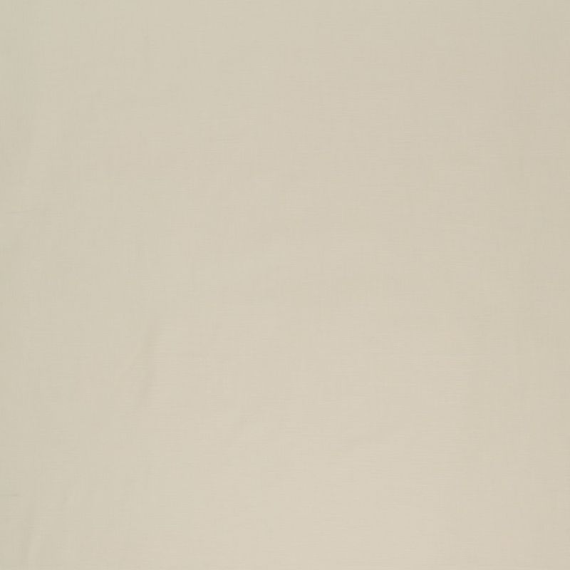 Beige fabric curtain, full-frame and hanging smoothly with subtle woven texture; closed, flat against a window; neutral-lit indoor setting with soft, even lighting and no visible features.