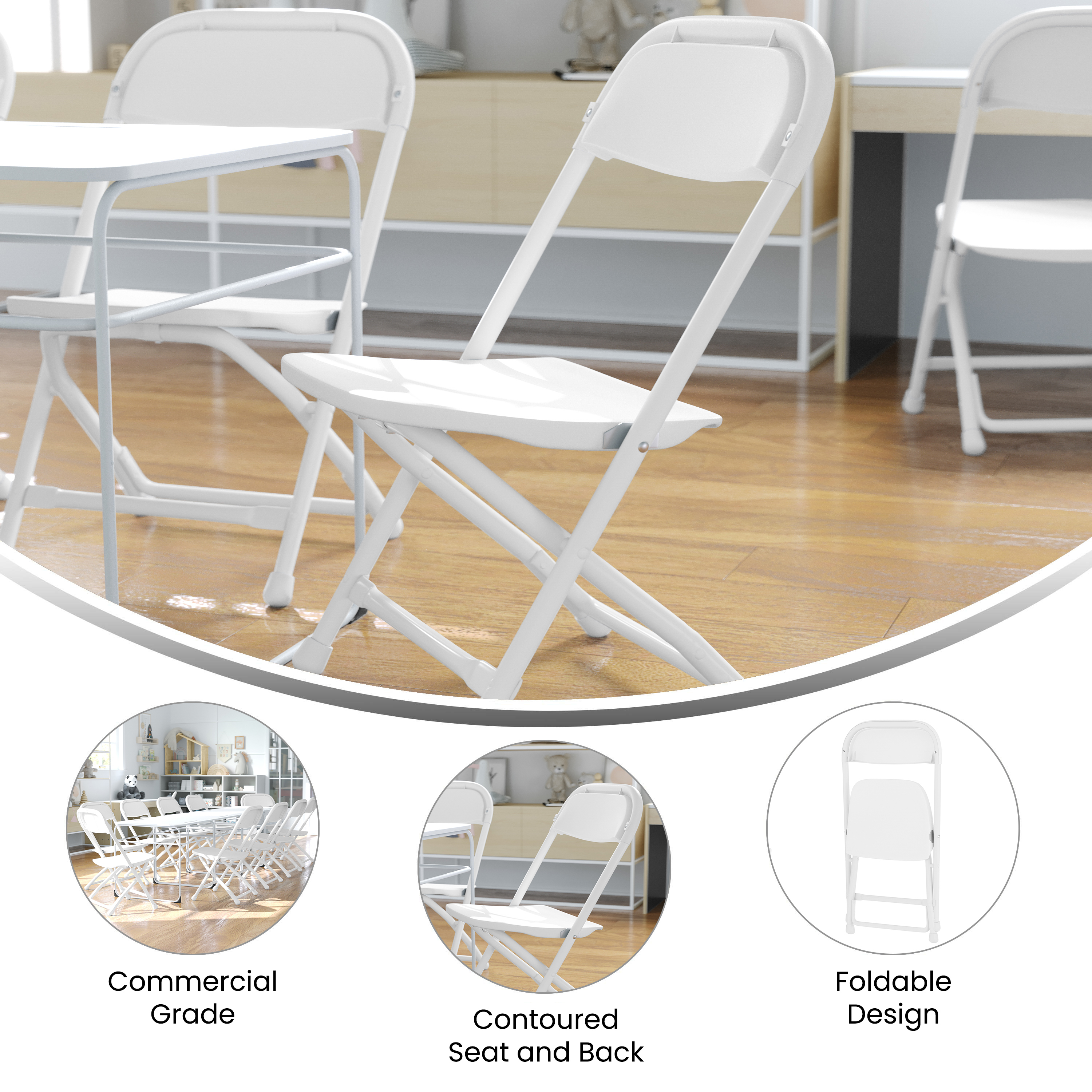 Pack de 2 sillas plegables de plástico blanco para niños - Imagen 34 de 63