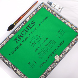 Aquarelle Watercolor Paper Block, Cold Press, Natural White, 140 lb (300 gsm), 20 Sheet, 9x12 in, 1 Count