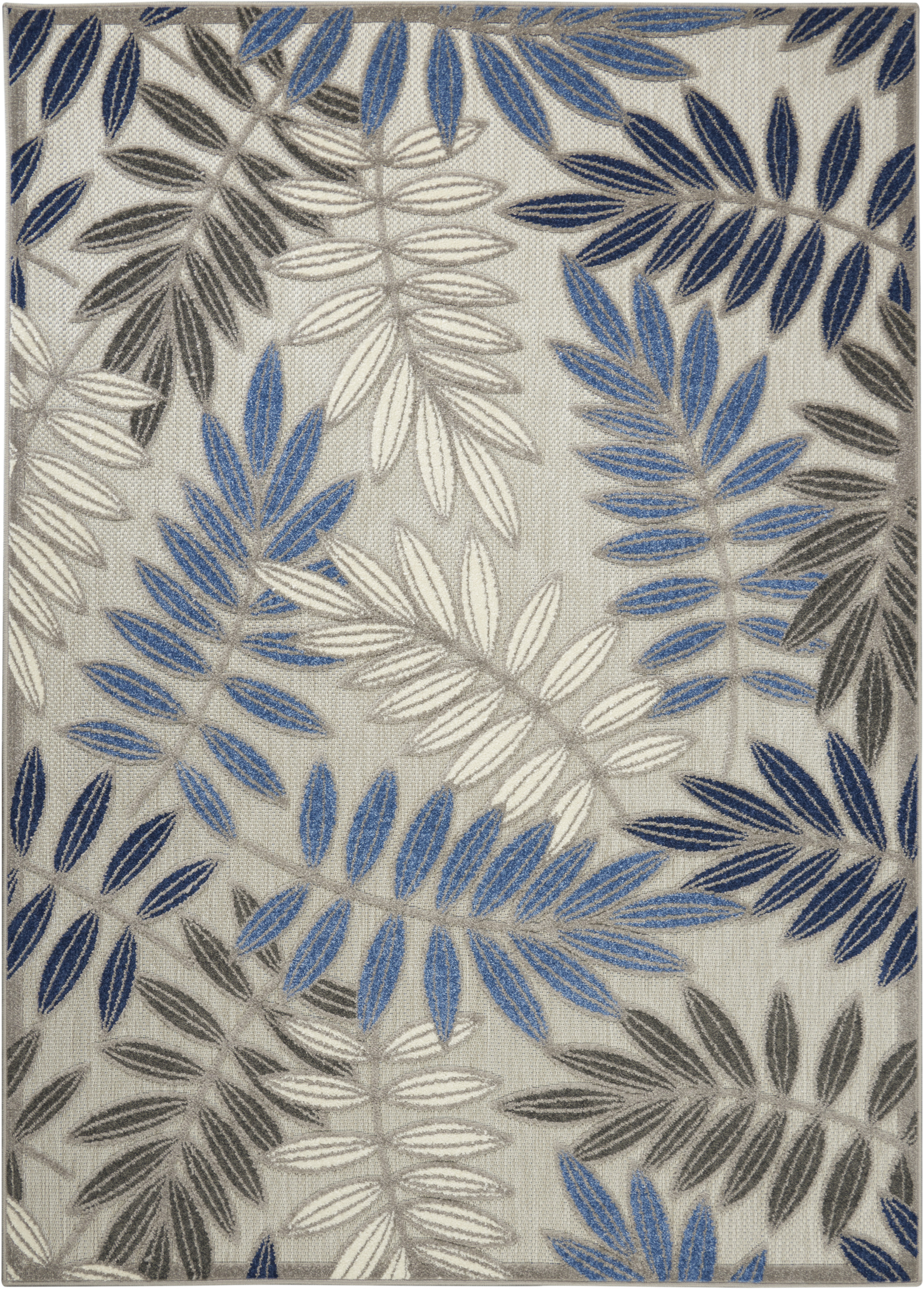 Nourison Aloha 5'3" x 7'5" Grey Blue Tropical Rug