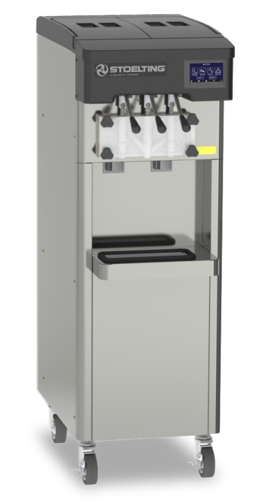 380- to 415-volt 3-phase air-cooled gravity-fed twin-twist soft serve floor machine