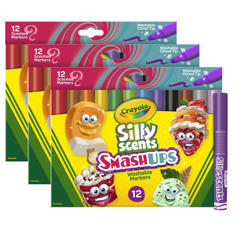Wedge Tip Silly Scents™ Smash Ups Markers, 12 Per Pack, 3 Packs