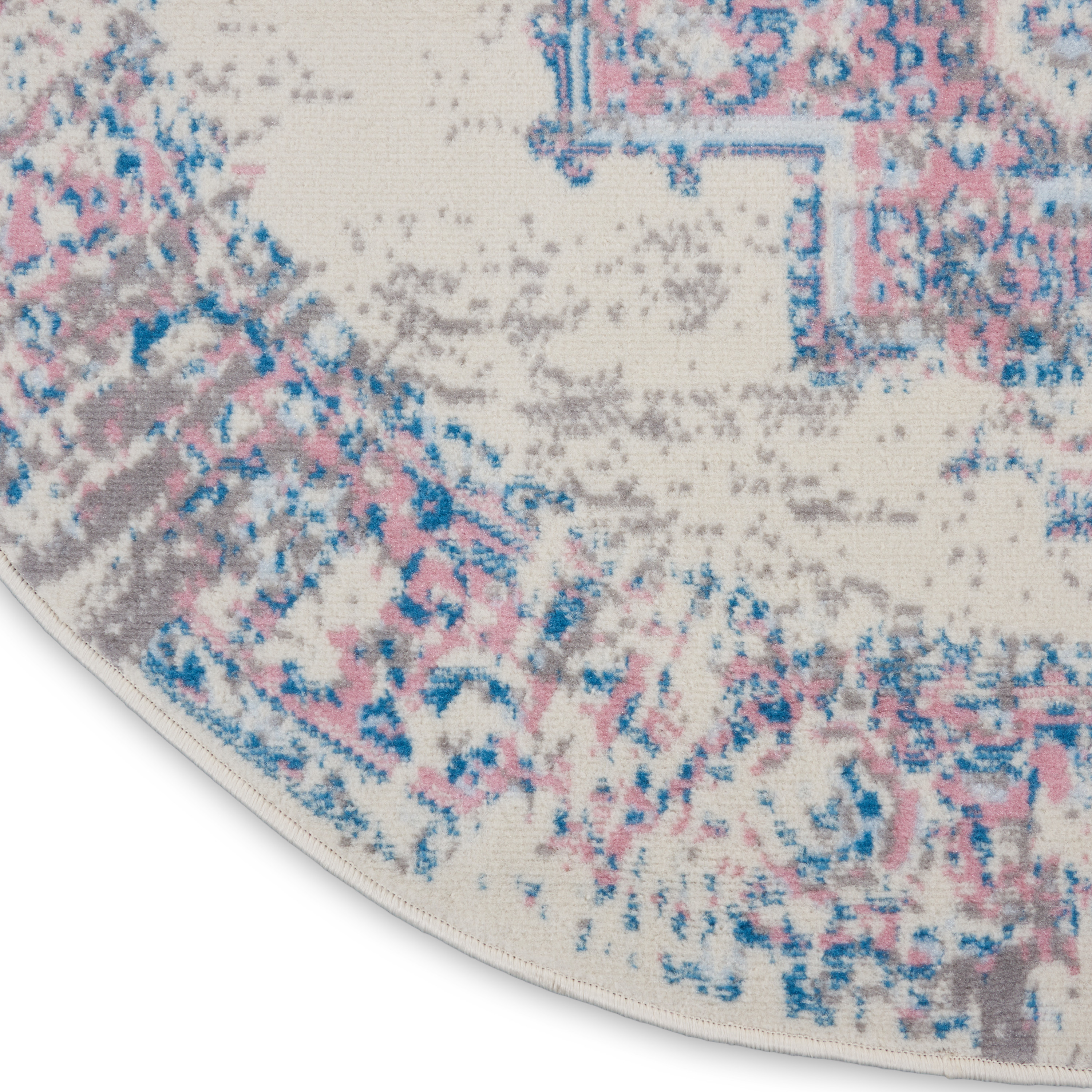 Nourison Grafix 5'3" x Round Ivory Pink Vintage Indoor Rug