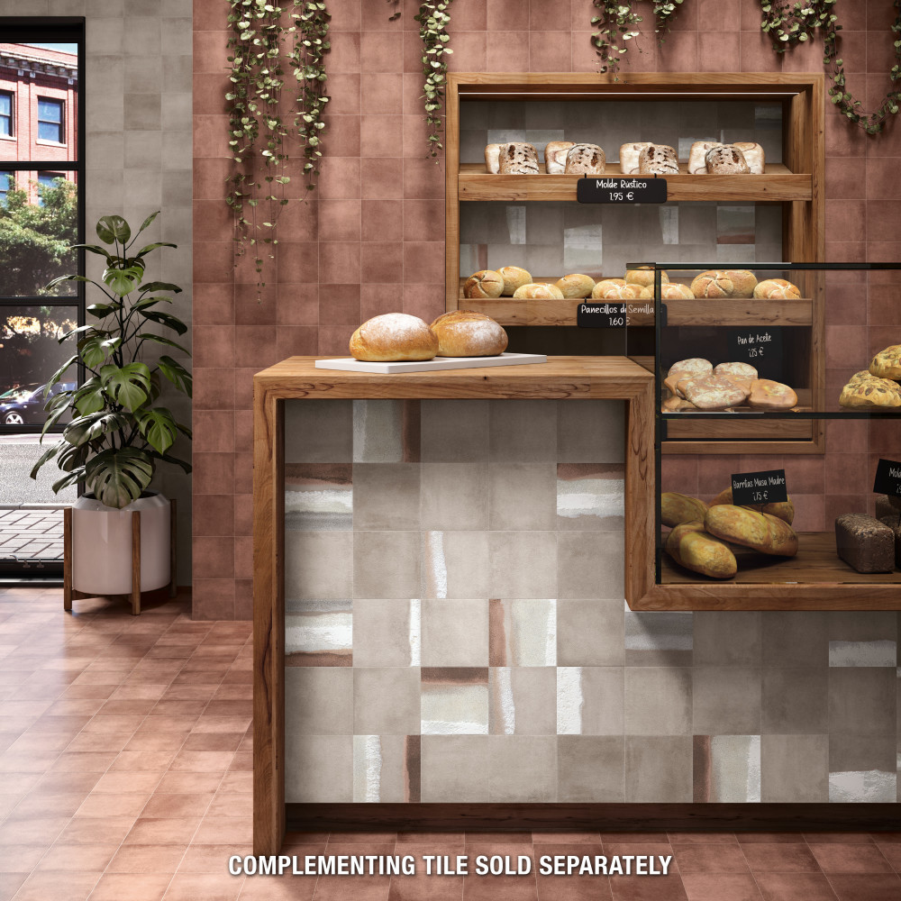 Matter Canvas Taupe Red 6 in. x 6 in. Porcelain Floor and Wall Tile