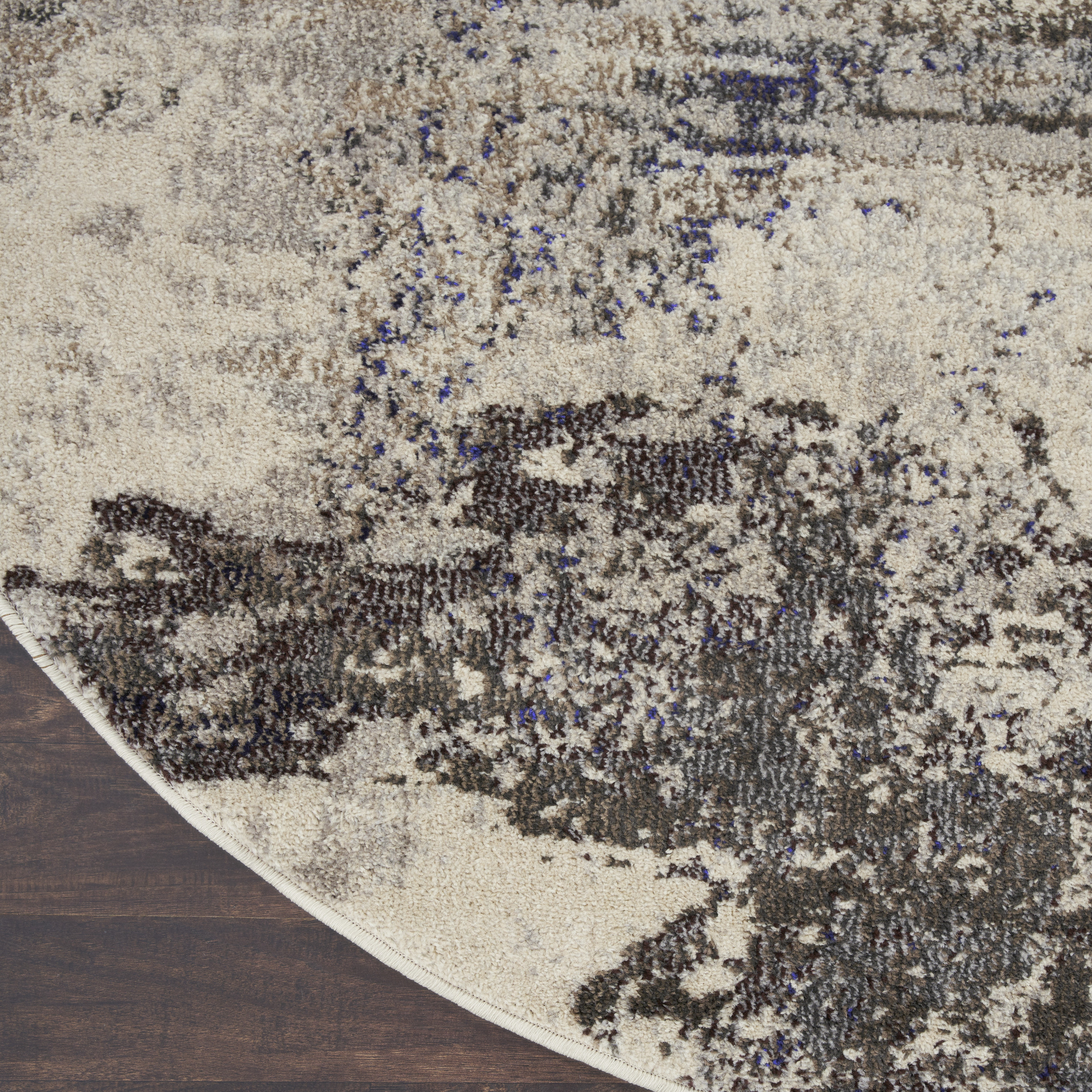 Nourison Celestial 7’10” x Round Ivory Grey Modern Indoor Rug
