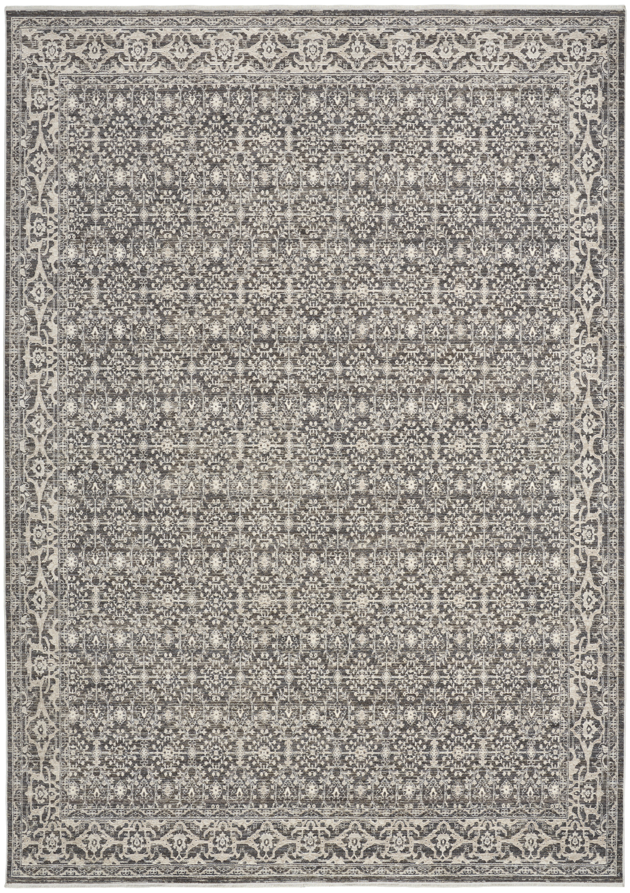 Nourison Shadows 5'3" x 7'3" Charcoal Ivory Vintage Indoor Rug
