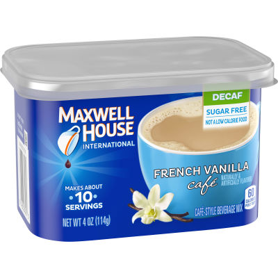 Maxwell House International French Vanilla Decaf Sugar Free Cafe Beverage Mix, 4 oz Canister