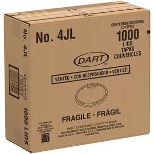 Dart, Plastic Lids, Fits 4 Oz Cups, Vented, Translucent