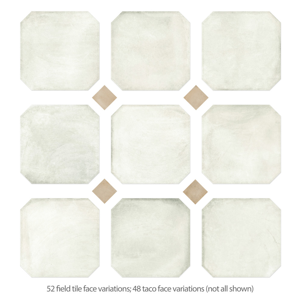Laverton Octagon Nieve with Taco Beige 7-7/8 in. x 7-7/8 in. Porcelain Floor and Wall Tile