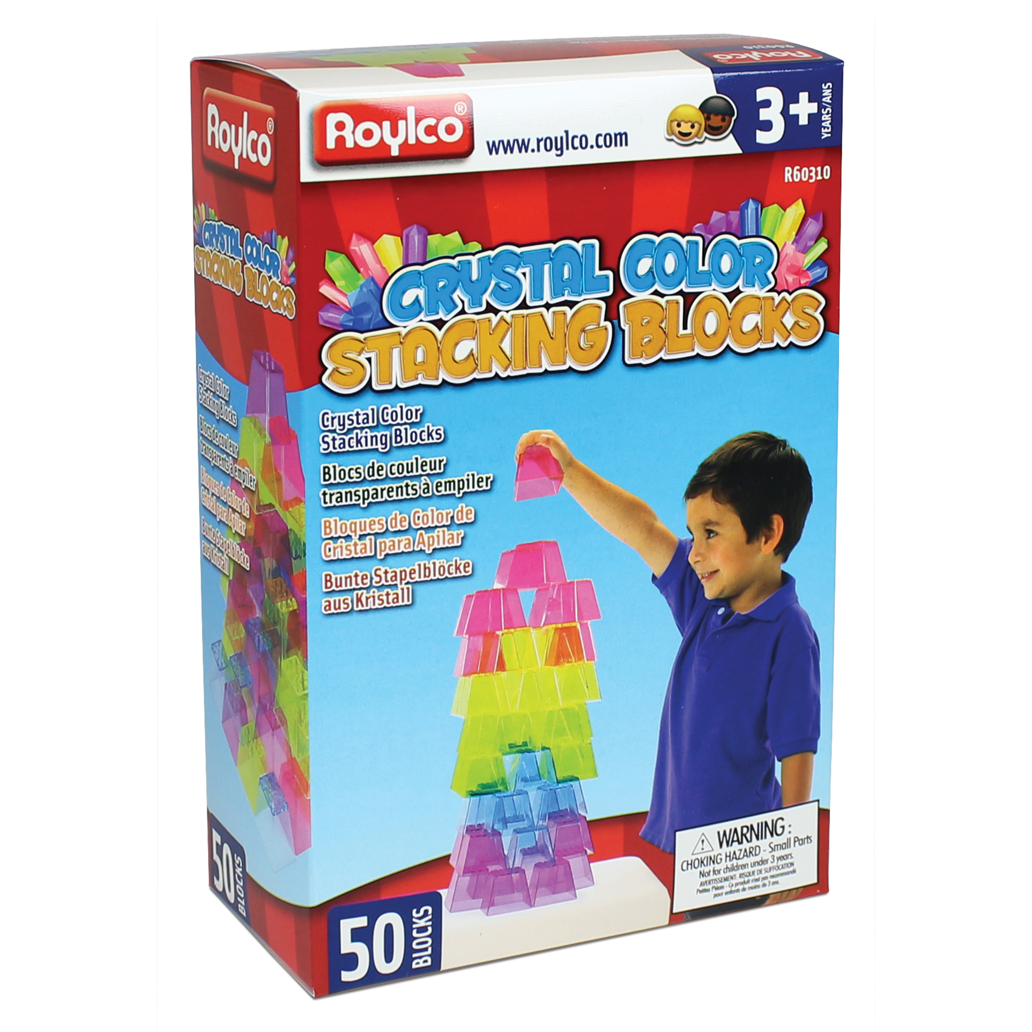 Roylco Crystal Color Stacking Blocks, Set of 50