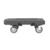 Flatbed utility dolly in dark gray with 6Ó pneumatic wheels and straps