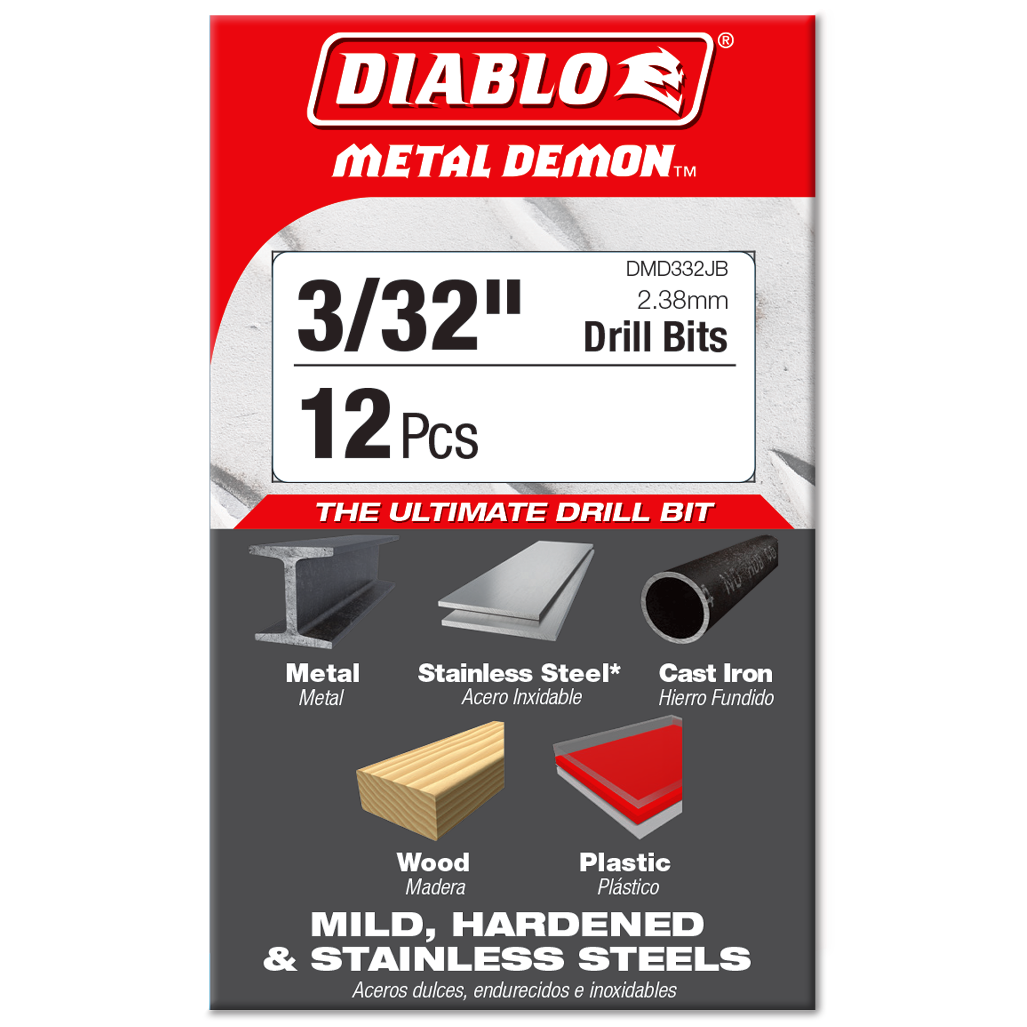 Diablo 3/32 in. Metal Demon Drill Bit for Mild, Hardened and Stainless Steels in its retail packaging, ready for the job box or tool bag