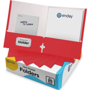 Two-Pocket Paper Folders, Letter Size, Red, 25 Pack