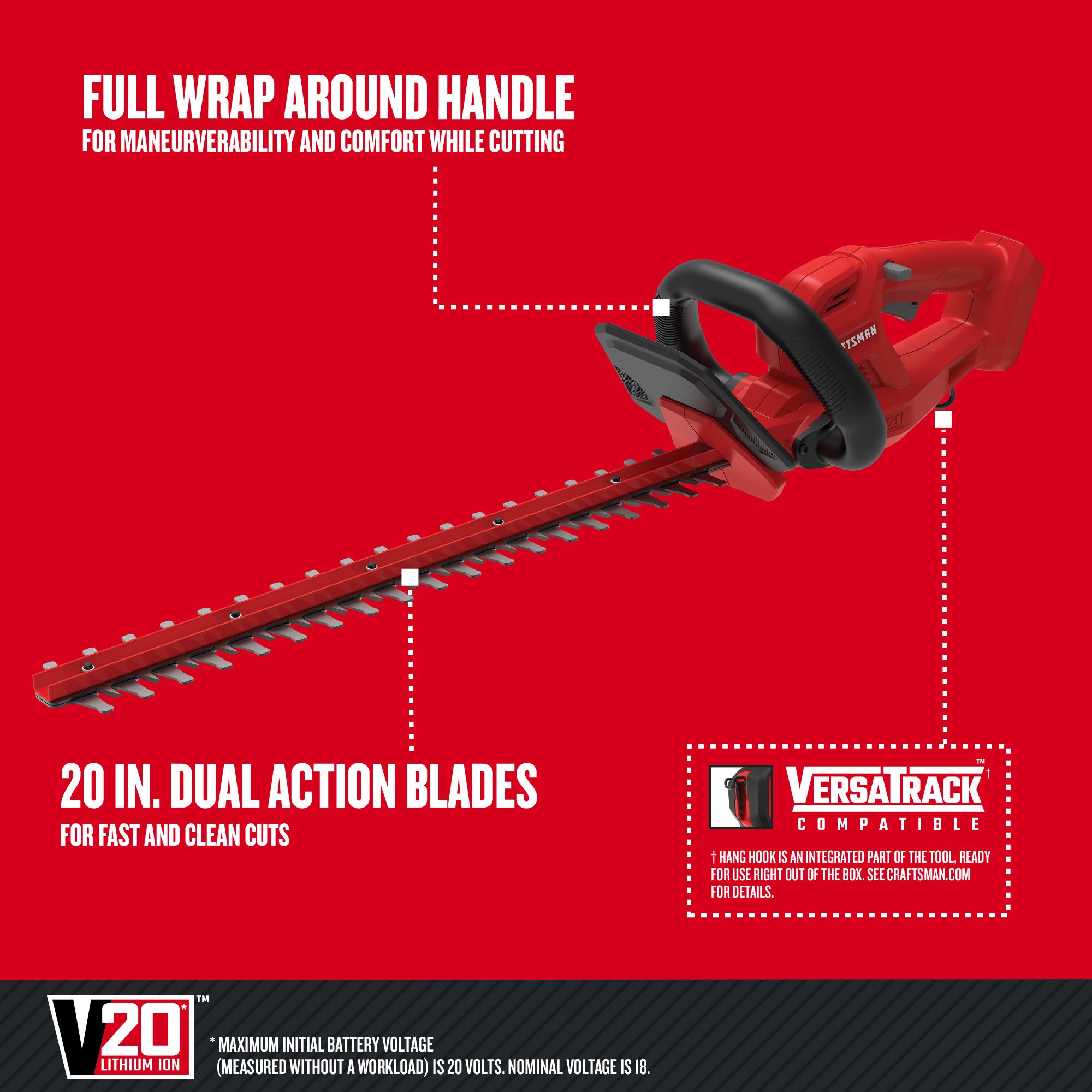Graphic of CRAFTSMAN Hedge Trimmers highlighting product features