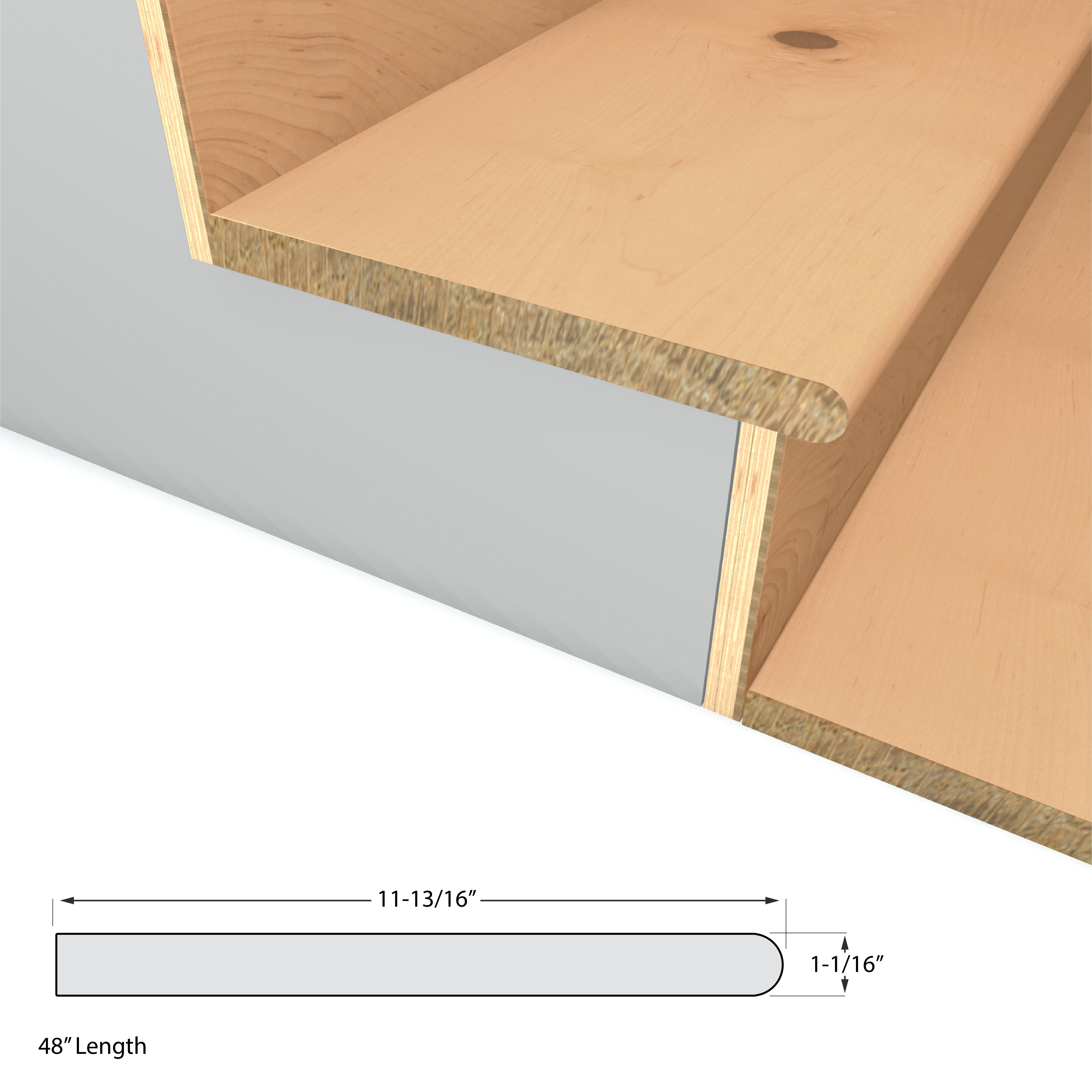 Natural Maple Stair Tread view 2