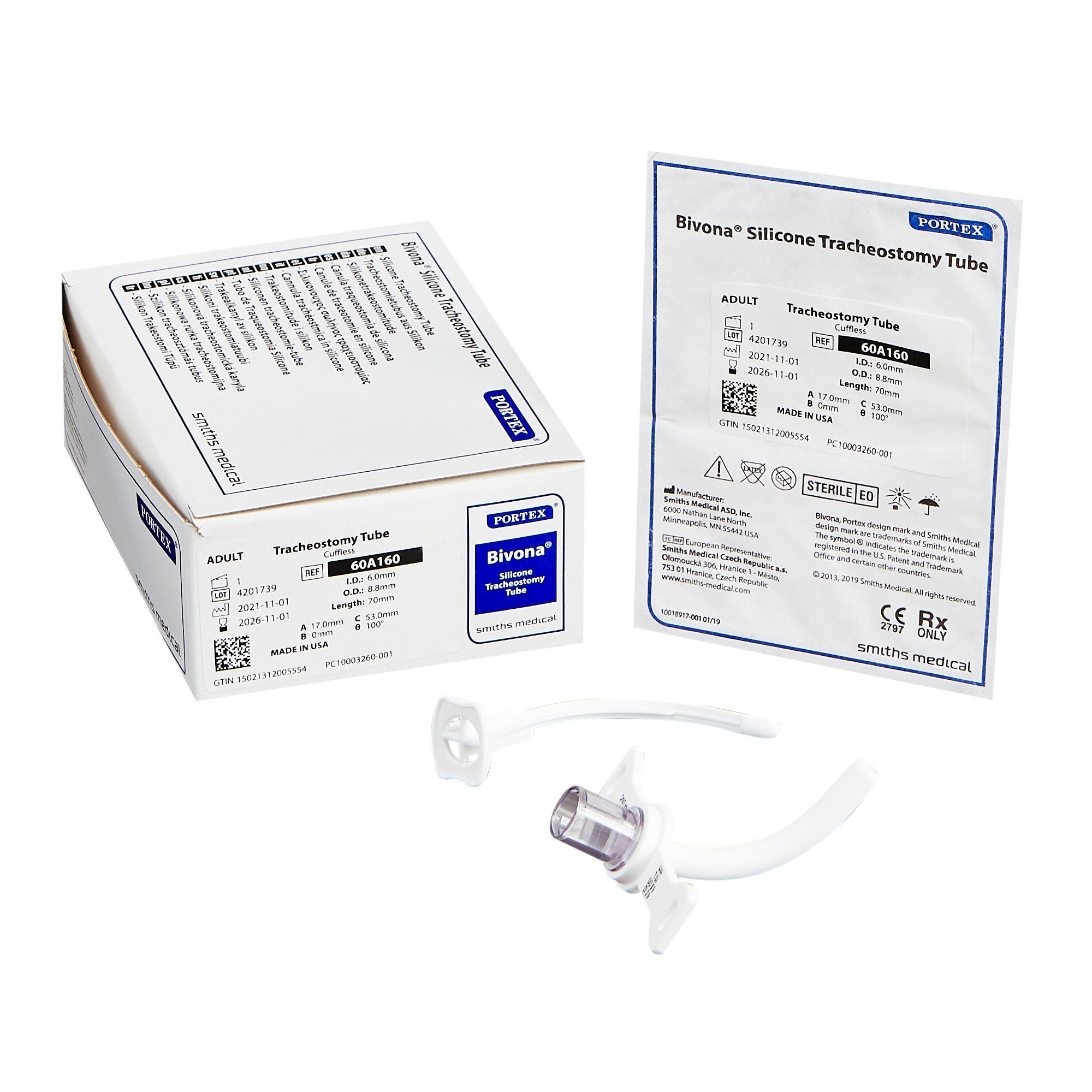 Bivona® Tracheostomy Tube, Uncuffed, Size 6.7