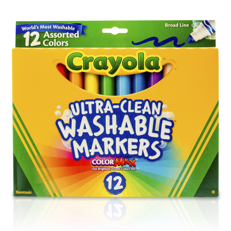 Ultra-Clean Markers, Broad Line, Assorted Colors, 12 Count