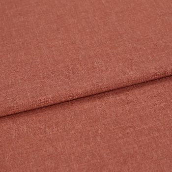 Woven terracotta textile, folded with an overlapping crease, displayed in a well-lit close-up emphasizing its fine, slightly heathered weave and flat, smooth surface.