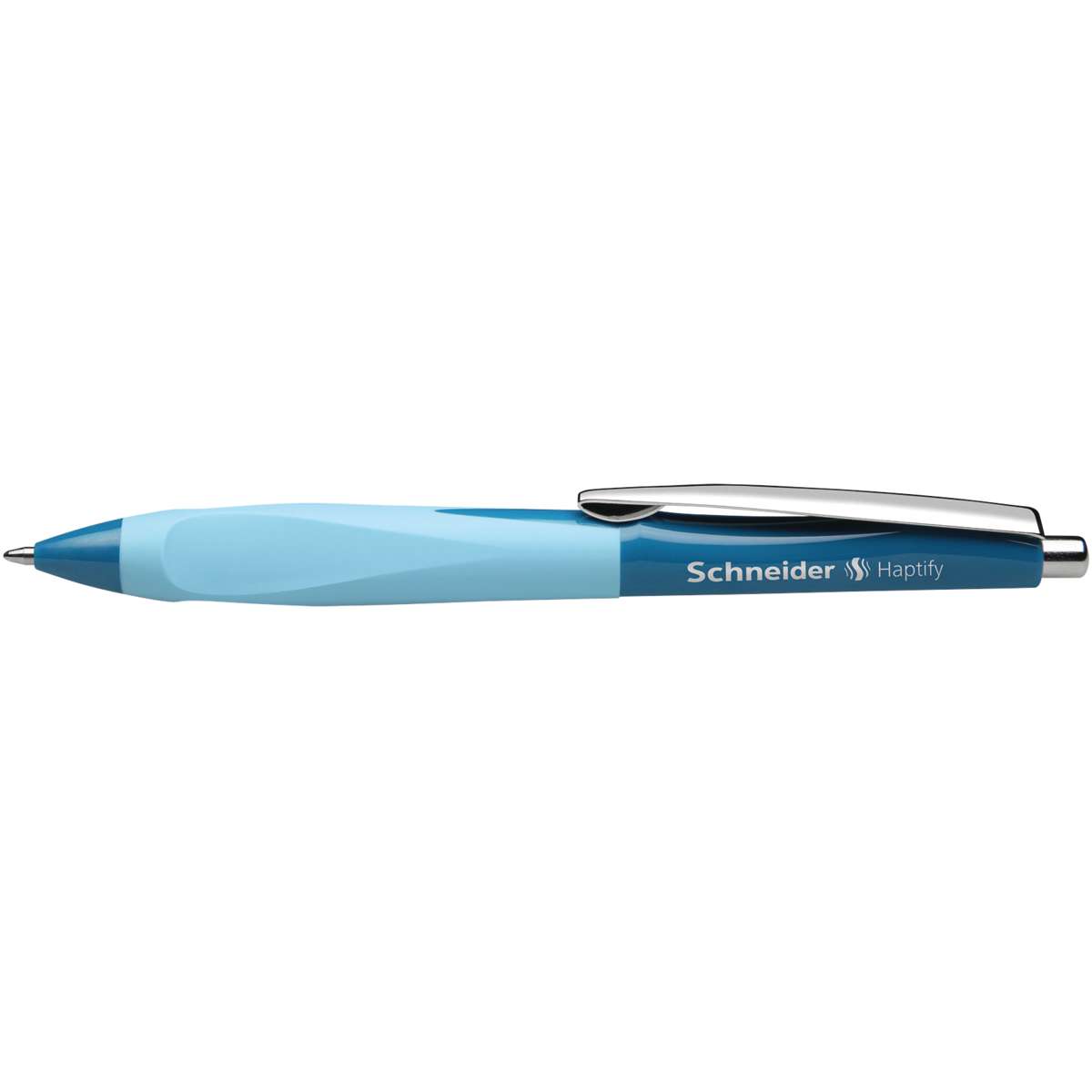 Schneider® Haptify Retractable Ballpoint Pen, Teal/Light Blue barrel ...