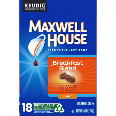 Maxwell House Breakfast Blend K-Cup Coffee Pods, 18 ct Box