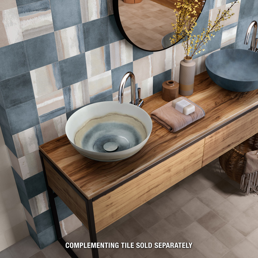 Matter Canvas Taupe Blue 6 in. x 6 in. Porcelain Floor and Wall Tile