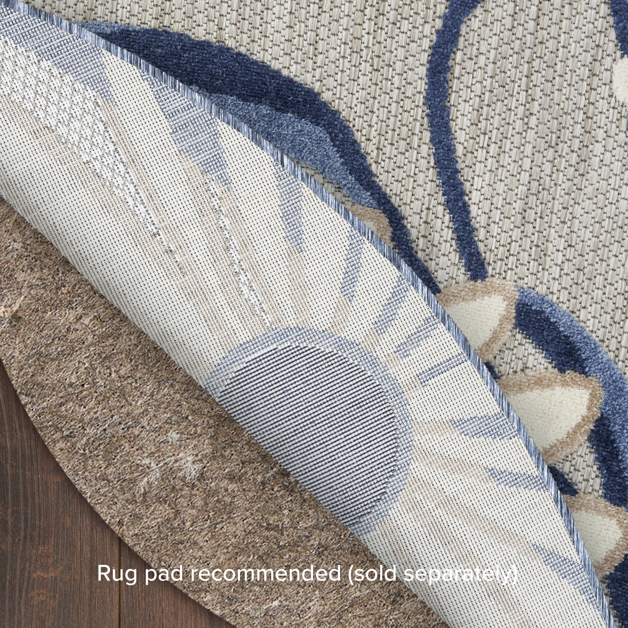Nourison Aloha 7'10" x Round Blue Grey Contemporary Rug