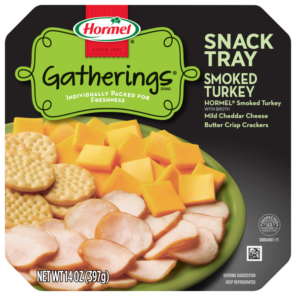 HORMEL GATHERINGS(r) Snack Tray, Turkey & Cheese, 6/14 oz. . C1N1 - Front No Plunge In Package (Hi Res)