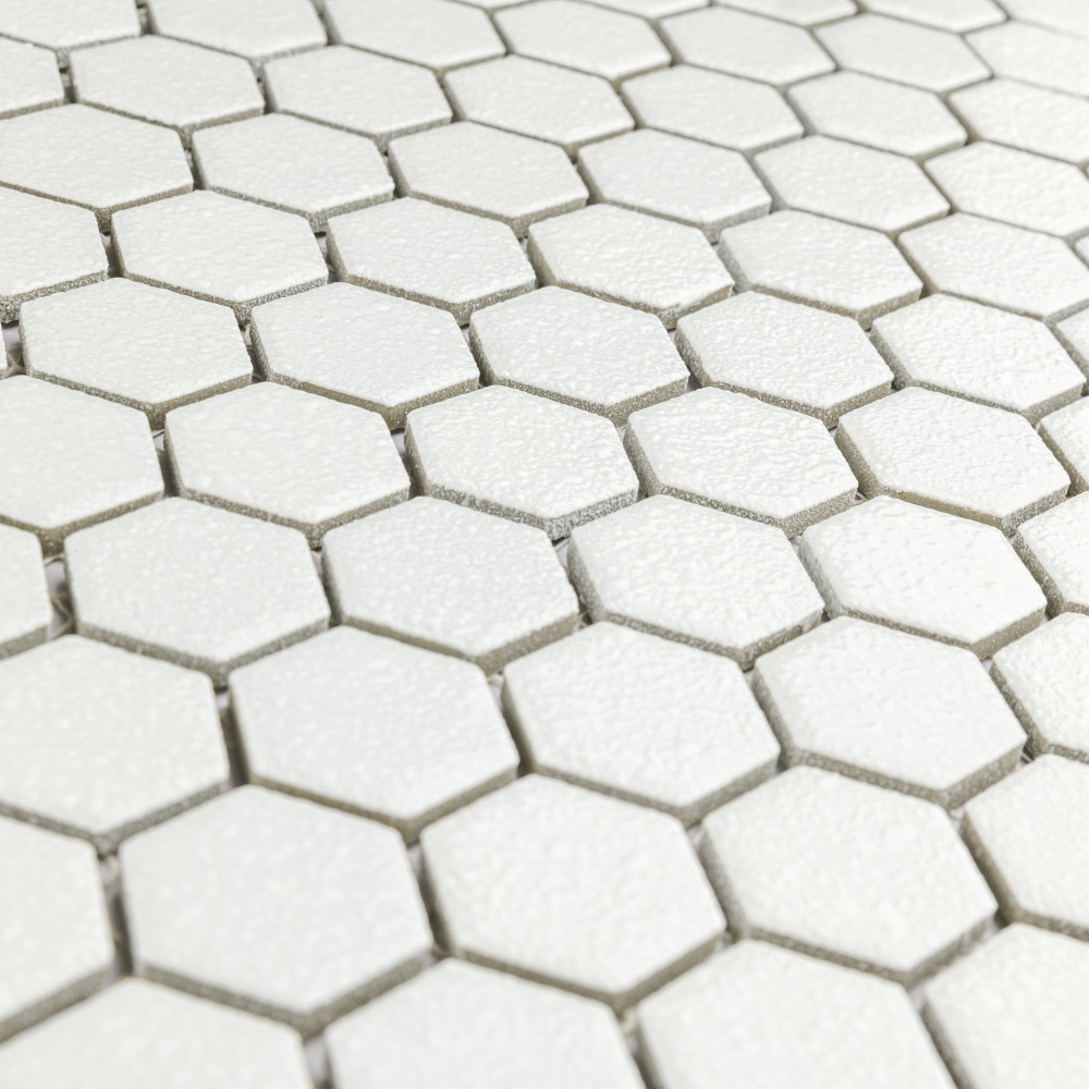 Hudson 1″ Hex Crystalline White 11-7/8 in. x 13-1/4 in. Porcelain Mosaic Tile