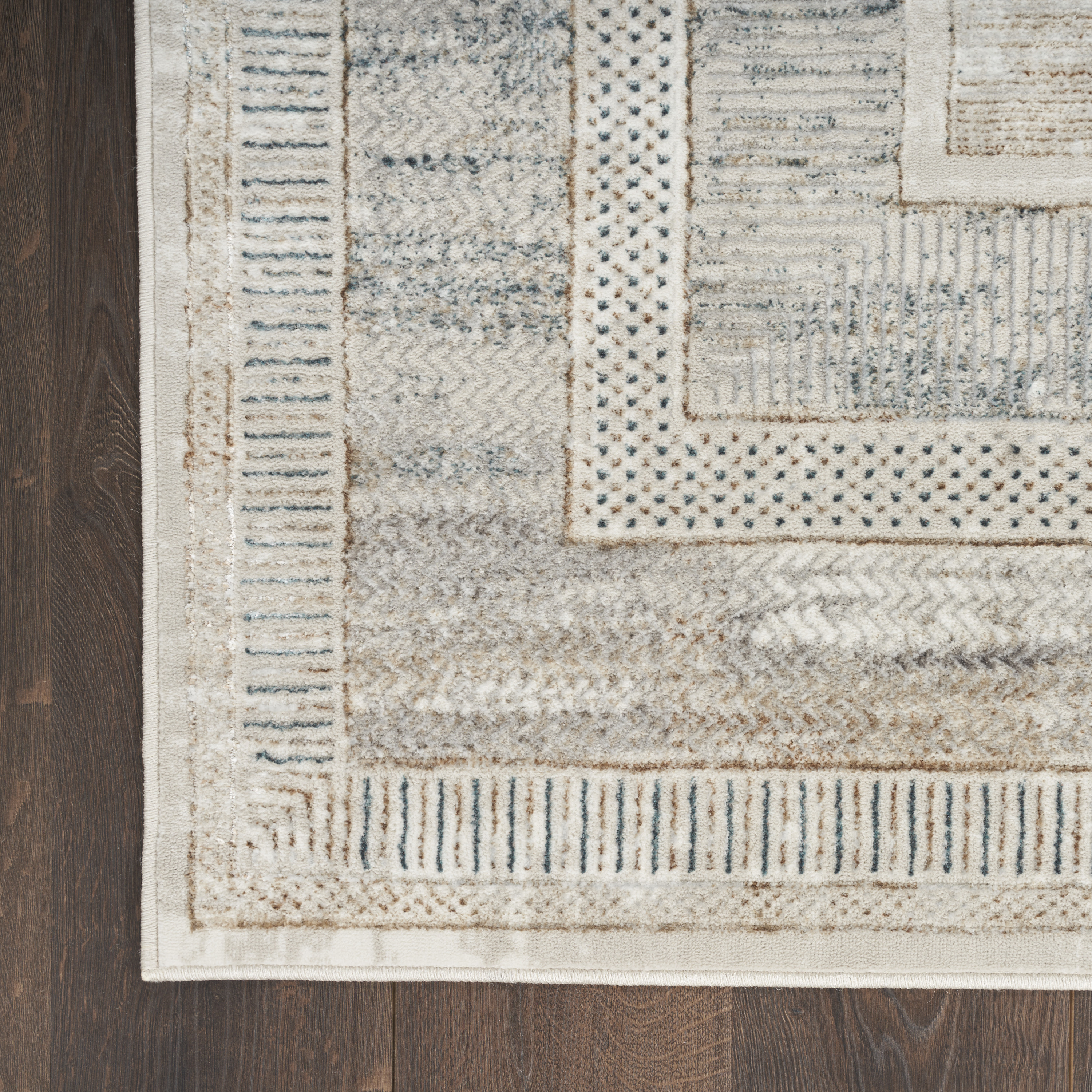 Nourison Glitz 5'3" x 7'3" Ivory Multicolor Modern Indoor Rug