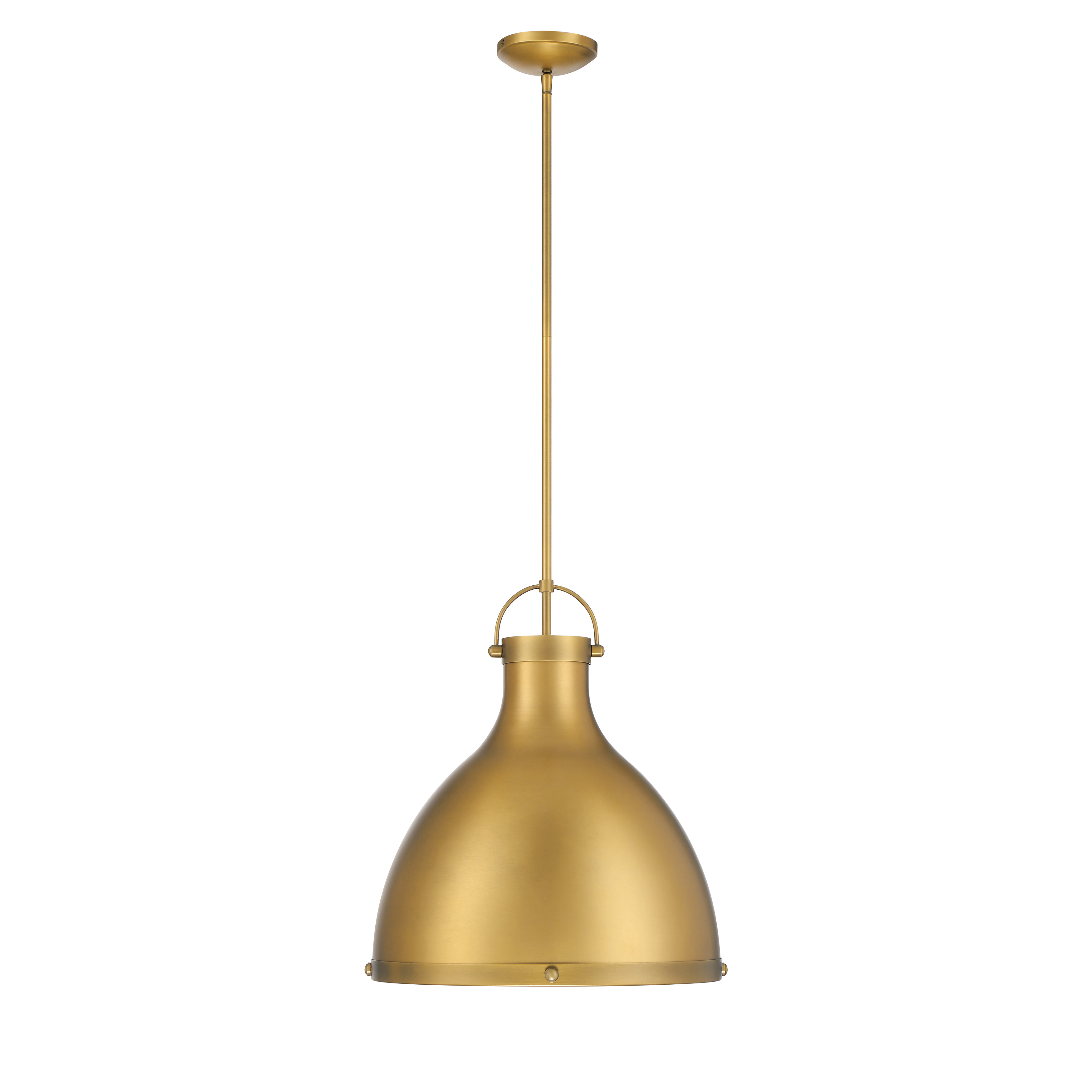 The Lynk pendant combines classic brass warmth with clean contemporary lines. Its 16.5-inch glass shade provides ample illumination while the Legacy Brass finish adds sophisticated charm to any space. - alternate view
